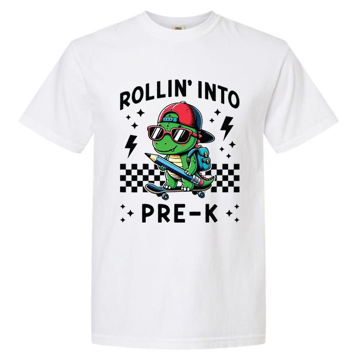 Rollin Into Pre K Dinosaur First Day Prek Im Ready For Prek Garment-Dyed Heavyweight T-Shirt