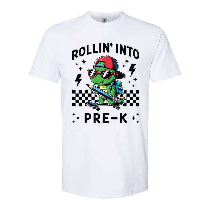 Rollin Into Pre K Dinosaur First Day Prek Im Ready For Prek Softstyle CVC T-Shirt