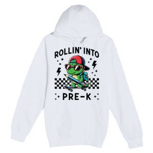 Rollin Into Pre K Dinosaur First Day Prek Im Ready For Prek Premium Pullover Hoodie