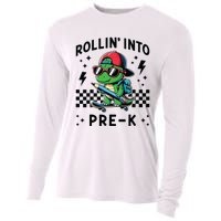 Rollin Into Pre K Dinosaur First Day Prek Im Ready For Prek Cooling Performance Long Sleeve Crew