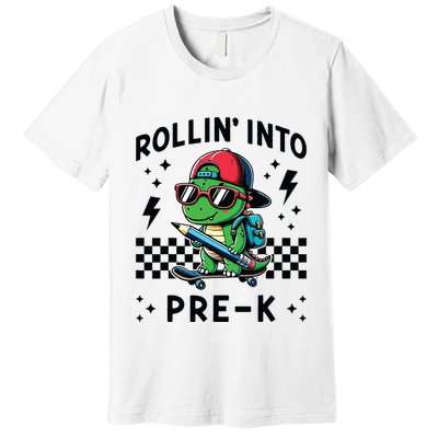 Rollin Into Pre K Dinosaur First Day Prek Im Ready For Prek Premium T-Shirt