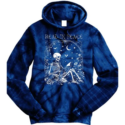 Read In Peace Skeleton Reading Teacher Spooky Halloween Tie Dye Hoodie