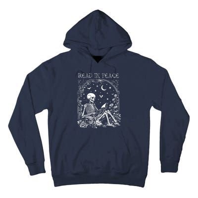 Read In Peace Skeleton Reading Teacher Spooky Halloween Tall Hoodie