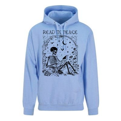 Read In Peace Skeleton Reading Teacher Spooky Halloween Unisex Surf Hoodie