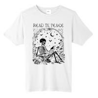 Read In Peace Skeleton Reading Teacher Spooky Halloween Tall Fusion ChromaSoft Performance T-Shirt