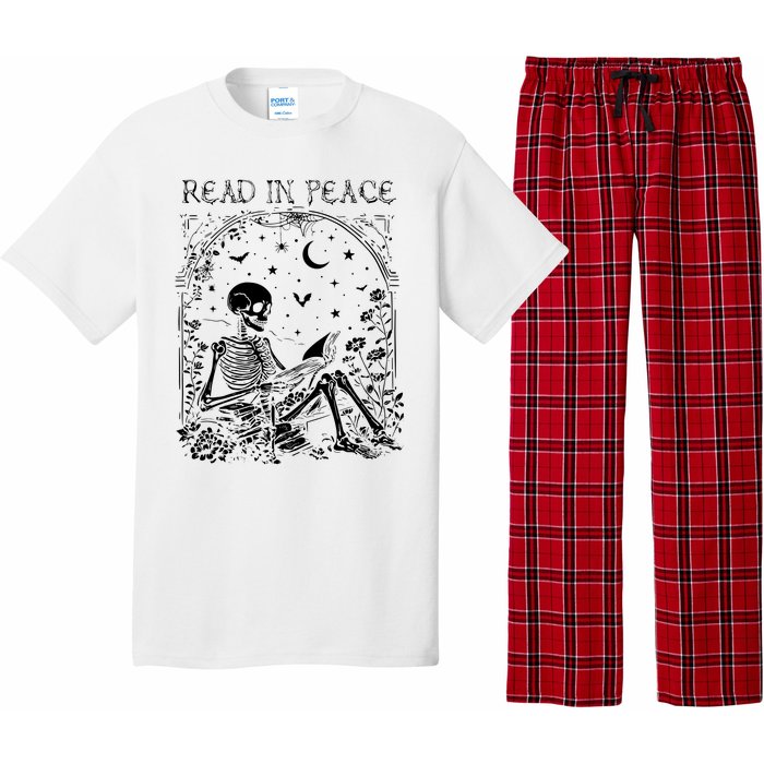 Read In Peace Skeleton Reading Teacher Spooky Halloween Pajama Set