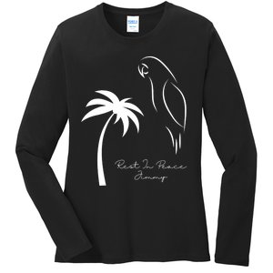 Rest In Peace Parrot Palm Tree Music Lovers Remembrance Ladies Long Sleeve Shirt