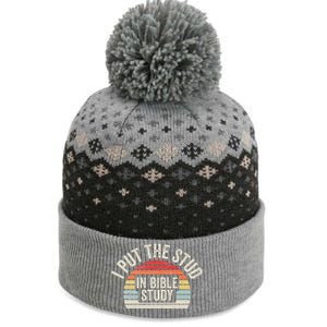 Retro I Put The Stud In Bible Study Funny Christian The Baniff Cuffed Pom Beanie