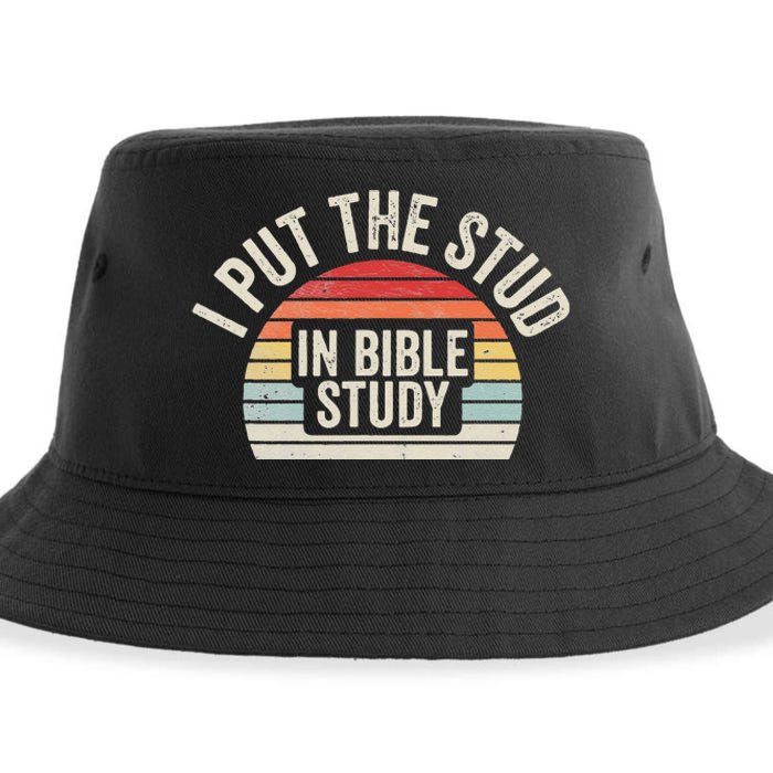 Retro I Put The Stud In Bible Study Funny Christian Sustainable Bucket Hat