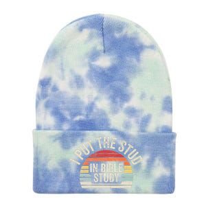 Retro I Put The Stud In Bible Study Funny Christian Tie Dye 12in Knit Beanie