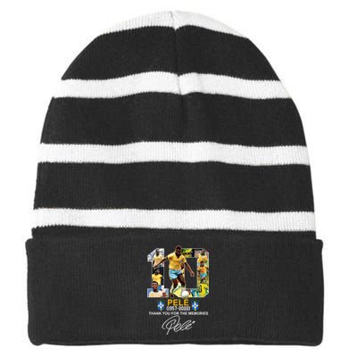 Rest In Peace Pele Brazil Soccer RIP Pele Striped Beanie with Solid Band