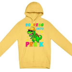 Roaring Into Preschool Dinosaur Back To School Cool Gift Premium Pullover Hoodie