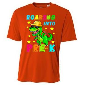 Roaring Into Preschool Dinosaur Back To School Cool Gift Cooling Performance Crew T-Shirt