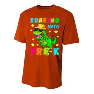 Roaring Into Preschool Dinosaur Back To School Cool Gift Performance Sprint T-Shirt