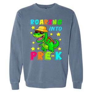 Roaring Into Preschool Dinosaur Back To School Cool Gift Garment-Dyed Sweatshirt