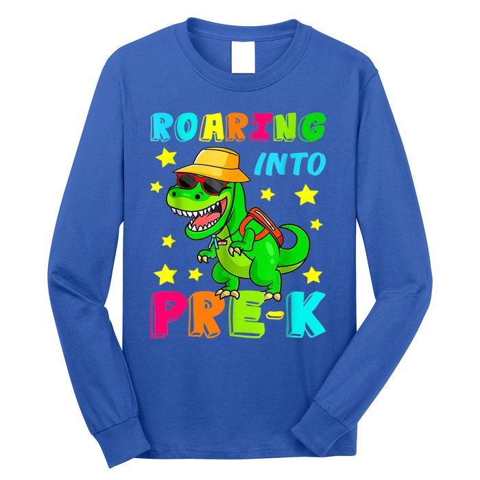 Roaring Into Preschool Dinosaur Back To School Cool Gift Long Sleeve Shirt