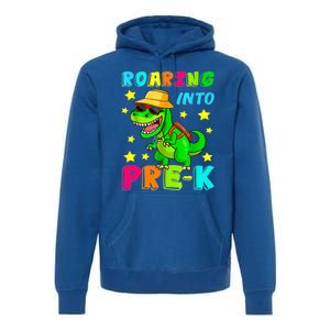 Roaring Into Preschool Dinosaur Back To School Cool Gift Premium Hoodie