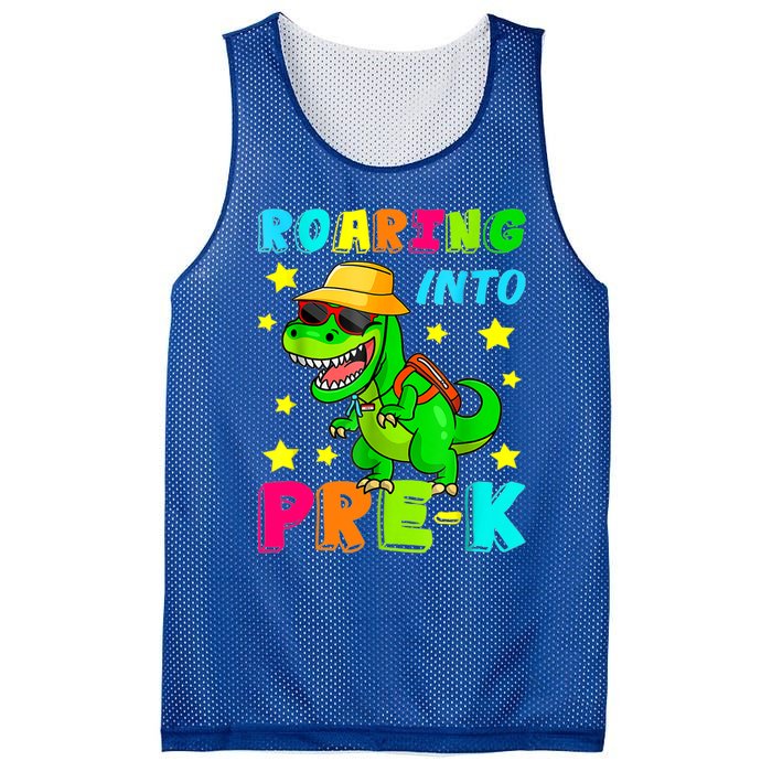 Roaring Into Preschool Dinosaur Back To School Cool Gift Mesh Reversible Basketball Jersey Tank