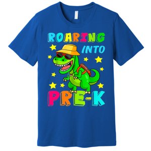 Roaring Into Preschool Dinosaur Back To School Cool Gift Premium T-Shirt