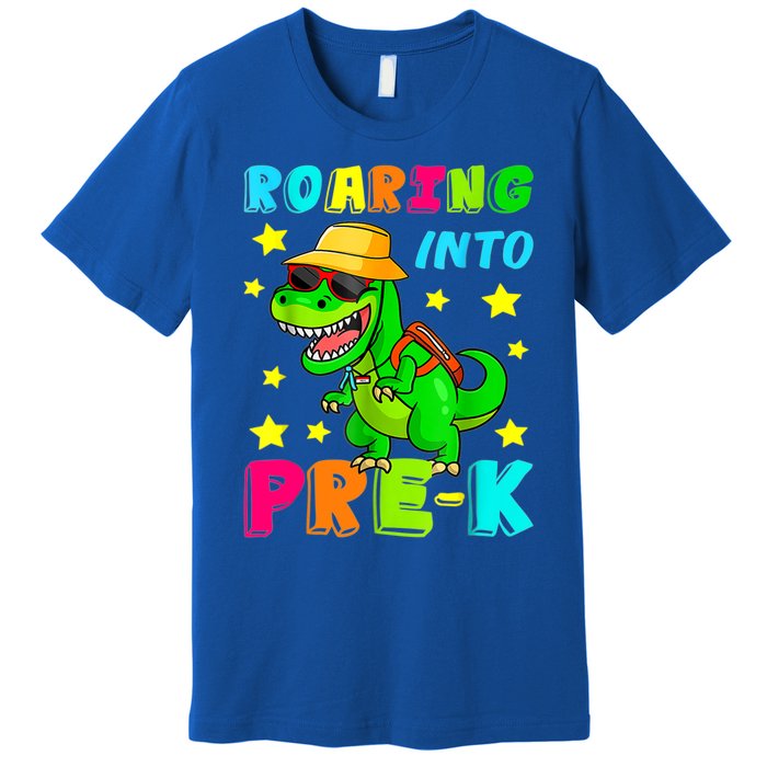 Roaring Into Preschool Dinosaur Back To School Cool Gift Premium T-Shirt