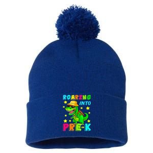 Roaring Into Preschool Dinosaur Back To School Cool Gift Pom Pom 12in Knit Beanie