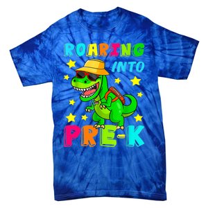 Roaring Into Preschool Dinosaur Back To School Cool Gift Tie-Dye T-Shirt