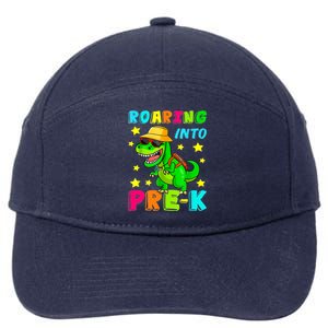 Roaring Into Preschool Dinosaur Back To School Cool Gift 7-Panel Snapback Hat