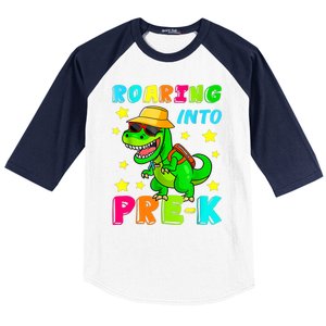 Roaring Into Preschool Dinosaur Back To School Cool Gift Baseball Sleeve Shirt