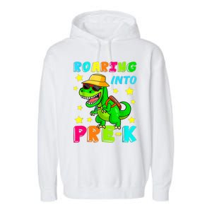 Roaring Into Preschool Dinosaur Back To School Cool Gift Garment-Dyed Fleece Hoodie