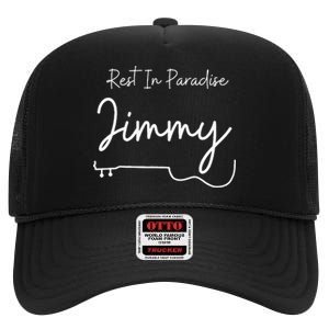 Rest In Paradise Jimmy Music Legend High Crown Mesh Back Trucker Hat