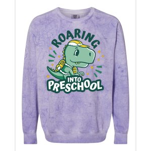 Roaring Into Preschool Dinosaur Colorblast Crewneck Sweatshirt