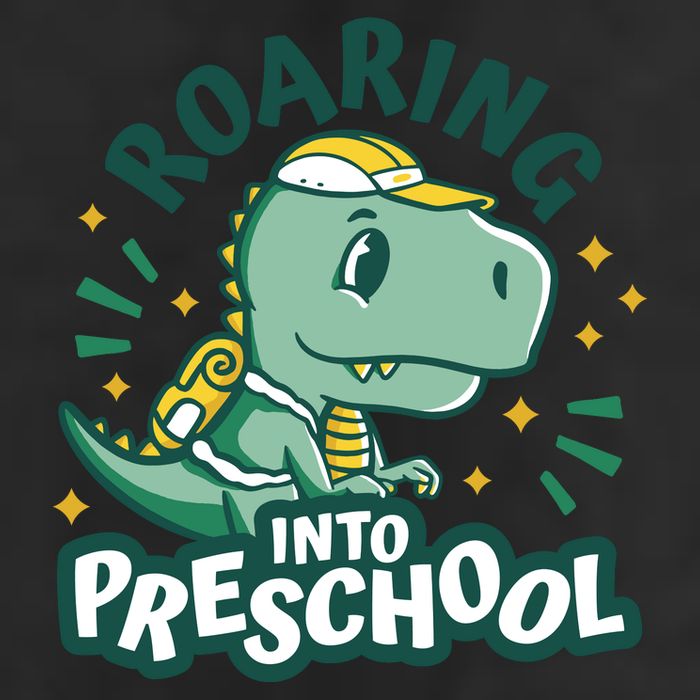 Roaring Into Preschool Dinosaur 7 Panel Mesh Trucker Snapback Hat