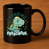 Roaring Into Preschool Dinosaur 11oz C Handle Ceramic Mug