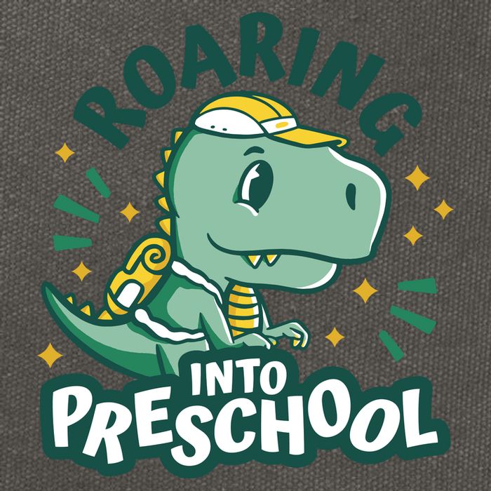 Roaring Into Preschool Dinosaur Cotton Canvas Backpack