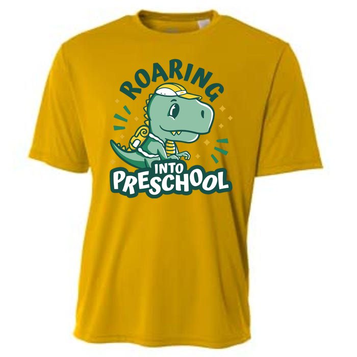 Roaring Into Preschool Dinosaur Cooling Performance Crew T-Shirt