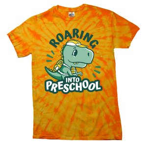 Roaring Into Preschool Dinosaur Tie-Dye T-Shirt