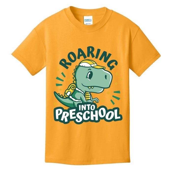 Roaring Into Preschool Dinosaur Kids T-Shirt