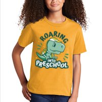 Roaring Into Preschool Dinosaur Kids T-Shirt