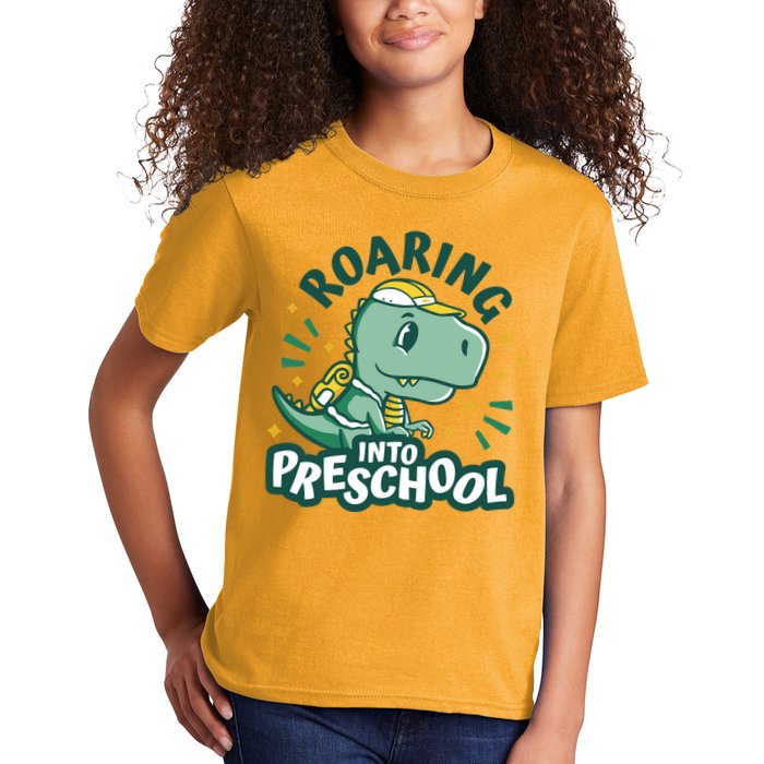 Roaring Into Preschool Dinosaur Kids T-Shirt