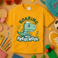 Roaring Into Preschool Dinosaur Kids T-Shirt