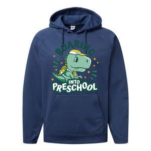 Roaring Into Preschool Dinosaur Performance Fleece Hoodie