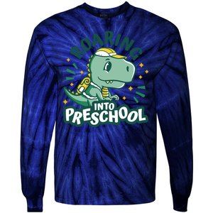 Roaring Into Preschool Dinosaur Tie-Dye Long Sleeve Shirt