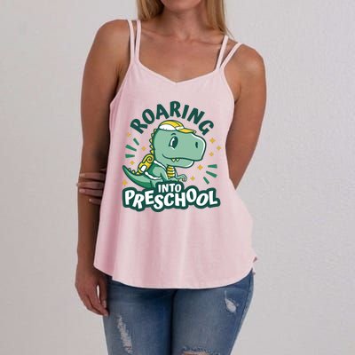 Roaring Into Preschool Dinosaur Women's Strappy Tank