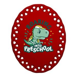 Roaring Into Preschool Dinosaur Ceramic Oval Ornament