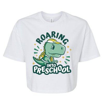 Roaring Into Preschool Dinosaur Bella+Canvas Jersey Crop Tee