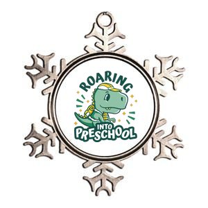 Roaring Into Preschool Dinosaur Metallic Star Ornament