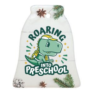 Roaring Into Preschool Dinosaur Ceramic Bell Ornament