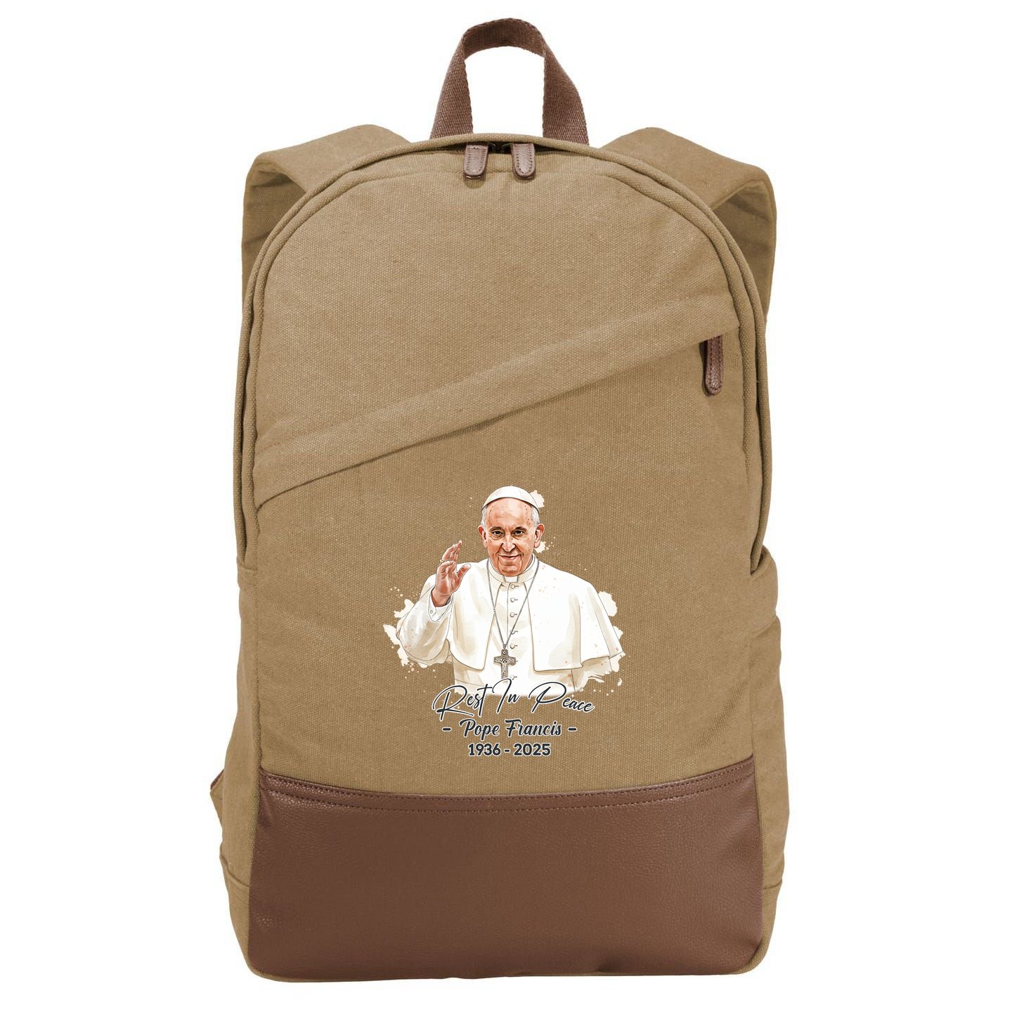 Rest In Peace Pope Francis 1936-2025 Cotton Canvas Backpack