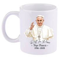 Rest In Peace Pope Francis 1936-2025 11oz C Handle Ceramic Mug