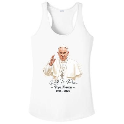 Rest In Peace Pope Francis 1936-2025 Ladies PosiCharge Competitor Racerback Tank